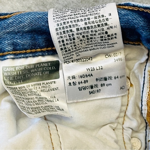 Levi 501 Button Fly Mid Rise Straight Jeans. Blue Whisker Size 25 #803 - Picture 10 of 10